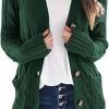 Womens Open Front Cardigan Fashion Button Down Cable Knit Chunky Outwear Coats