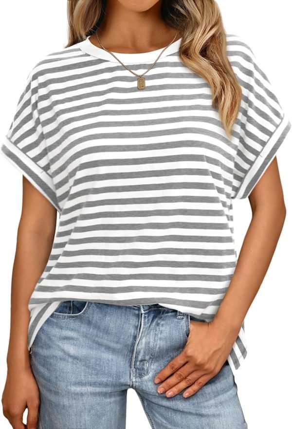 Women Tops Casual Basic T Shirts Loose Fit Crewneck Short Saonta Summer Outfits