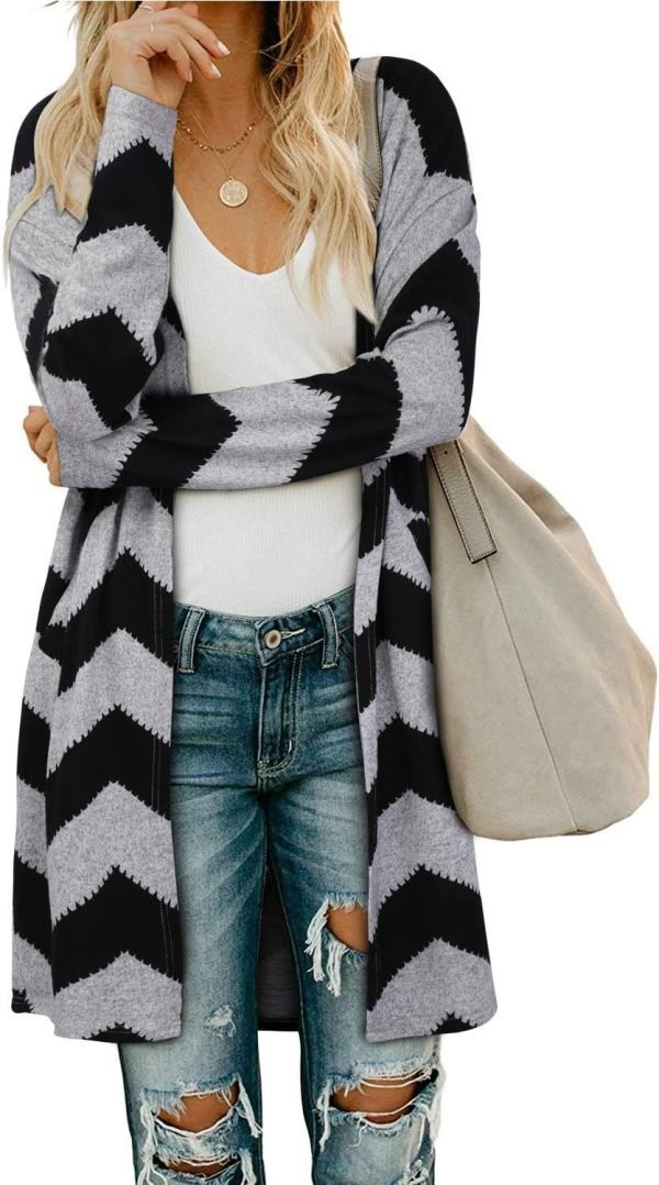 Women's Open Front Cardigan Shirt with Pockets Long Saonta Lightweight Coat