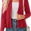 Women's Casual Draped Open Front Cropped Cardigan Long Saonta Sweater Peplum Knit Outwear