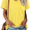 Womens T Shirts 2024 Short Saonta V-Neck Shirts Cute Fit Summer Casual Tee Tops S-XXL