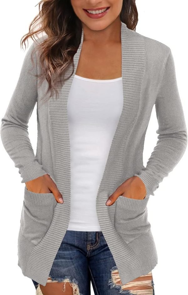 Women's Cardigans with Pockets Casual Lightweight Open Front Cardigan Sweaters for Women (S-2XL)