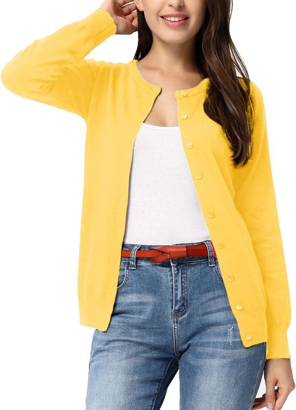 Women's Classic Long Saonta Knit Cardigan Sweaters Casual Open Front Button Down Cardigan S-3XL