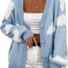 Women's Button Down V Neck Long Saonta Cloud Open Front Knit Cardigan Sweater