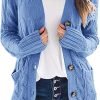 Womens Open Front Cardigan Fashion Button Down Cable Knit Chunky Outwear Coats