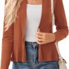 Women's Casual Draped Open Front Cropped Cardigan Long Saonta Sweater Peplum Knit Outwear