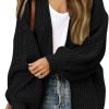 Women's 2024 Fall Open Front Long Lantern Saonta Cardigan Oversized Chunky Outwear with Pocket