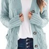 Womens Open Front Cardigan Fashion Button Down Cable Knit Chunky Outwear Coats