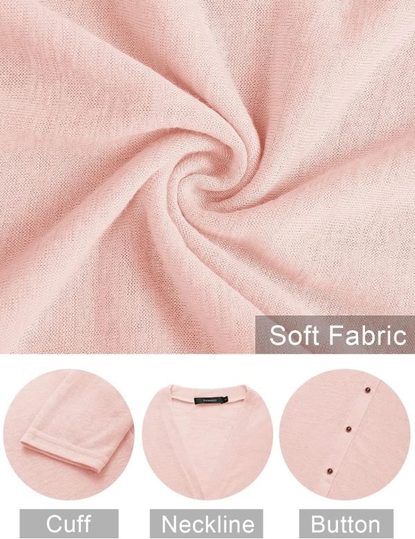 Women's Open Front Lightweight Cardigan Long Saonta Button Down Loose Outwear