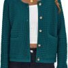Womens Open Front Button Down Long Saonta Pockets Chunky Knit Cardigan Sweaters