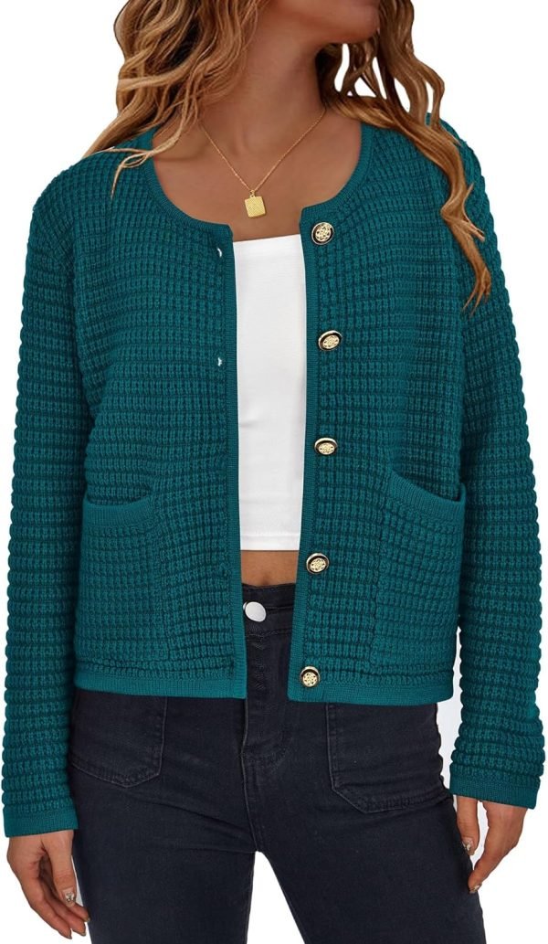 Womens Open Front Button Down Long Saonta Pockets Chunky Knit Cardigan Sweaters