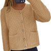 Womens Open Front Button Down Long Saonta Pockets Chunky Knit Cardigan Sweaters