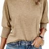 Women's 2024 Fashion Tops 3/4 Saonta T-Shirts Cute Crewneck Basic Business Tees Blouses