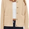 Womens Open Front Button Down Long Saonta Pockets Chunky Knit Cardigan Sweaters