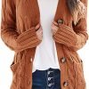 Womens Open Front Cardigan Fashion Button Down Cable Knit Chunky Outwear Coats