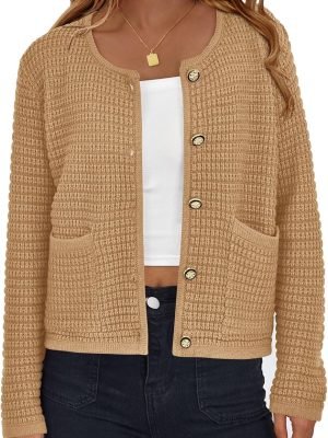 816Dhip7doL._AC_SL1500 Womens Open Front Button Down Long Saonta Pockets Chunky Knit Cardigan Sweaters