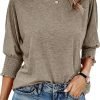 Women's 2024 Fashion Tops 3/4 Saonta T-Shirts Cute Crewneck Basic Business Tees Blouses
