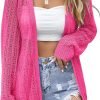 Women's Crochet Cardigan Sweater Long Saonta Open Front Lightweight Boho Cover Up Summer Knit Cardigans