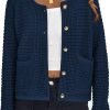 Womens Open Front Button Down Long Saonta Pockets Chunky Knit Cardigan Sweaters