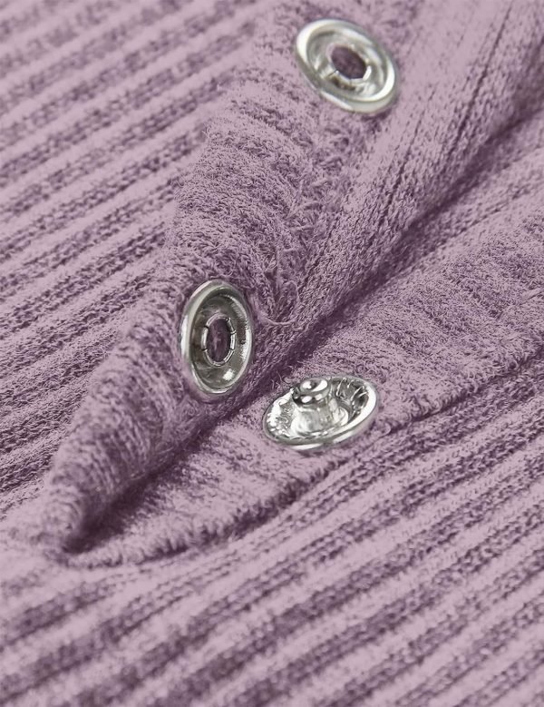 Women's Short Saonta V Neck Ribbed Knit Button T Shirts Henley Solid Color Summer Tops