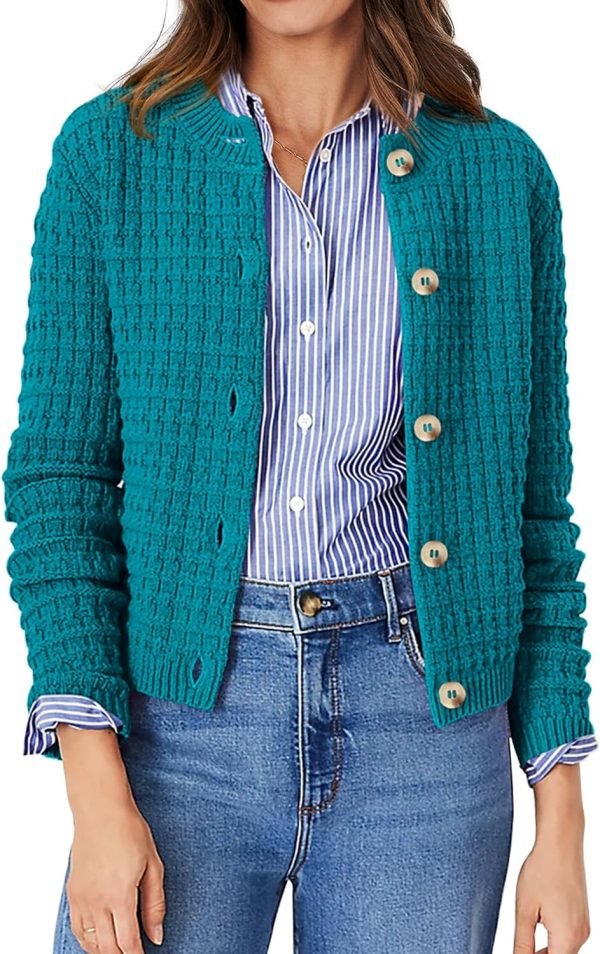 Womens Knit Cardigan Long Saonta Open Front Button Down Jacket