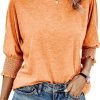 Women's 2024 Fashion Tops 3/4 Saonta T-Shirts Cute Crewneck Basic Business Tees Blouses