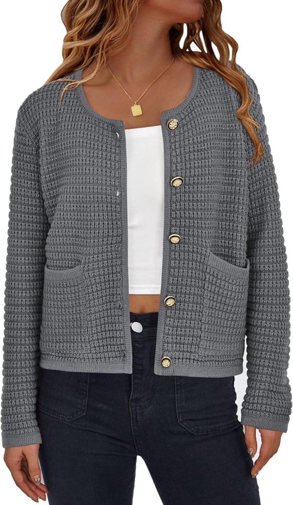 Womens Open Front Button Down Long Saonta Pockets Chunky Knit Cardigan Sweaters