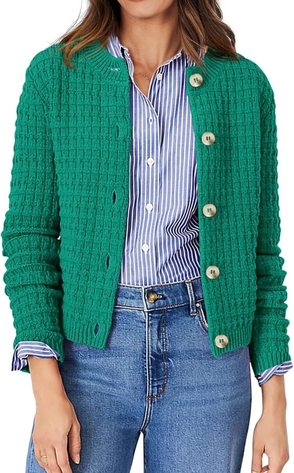 Womens Knit Cardigan Long Saonta Open Front Button Down Jacket