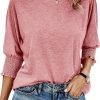 Women's 2024 Fashion Tops 3/4 Saonta T-Shirts Cute Crewneck Basic Business Tees Blouses