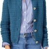 Womens Knit Cardigan Long Saonta Open Front Button Down Jacket