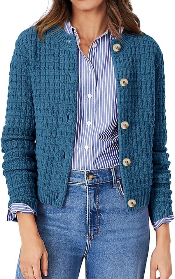 Womens Knit Cardigan Long Saonta Open Front Button Down Jacket