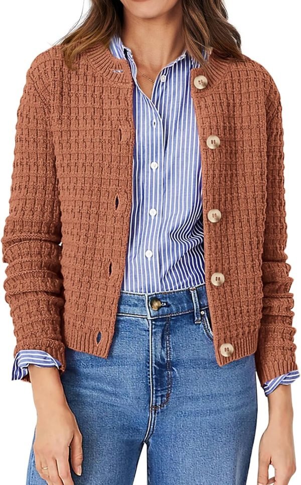 Womens Knit Cardigan Long Saonta Open Front Button Down Jacket