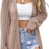 Women's Crochet Cardigan Sweater Long Saonta Open Front Lightweight Boho Cover Up Summer Knit Cardigans
