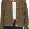 Womens Open Front Button Down Long Saonta Pockets Chunky Knit Cardigan Sweaters