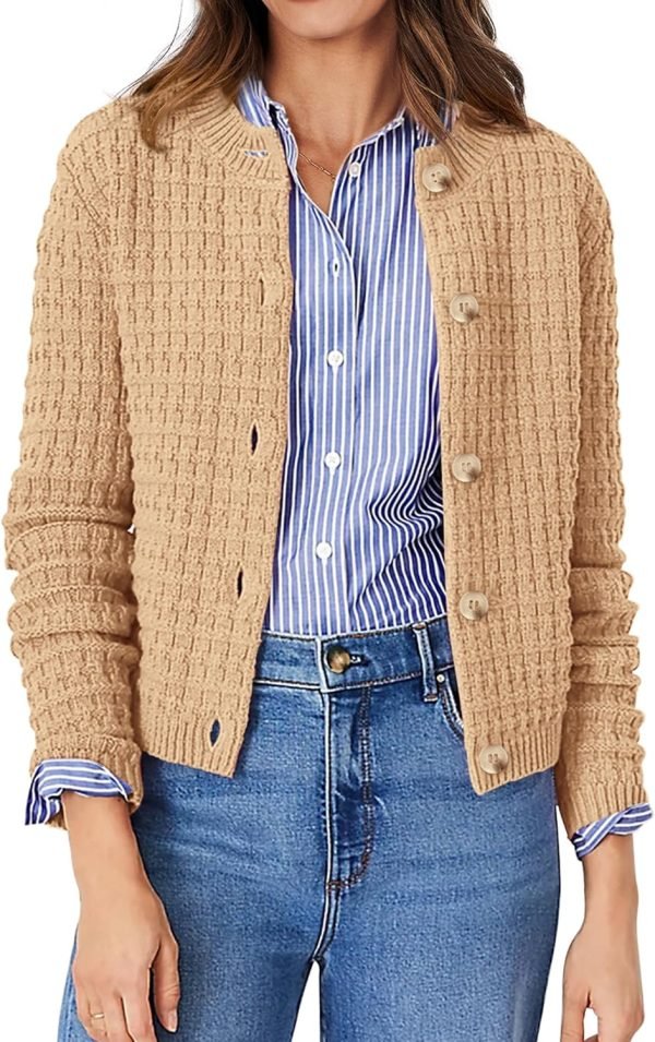 Womens Knit Cardigan Long Saonta Open Front Button Down Jacket
