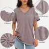 Womens T Shirts 2024 Short Saonta V-Neck Shirts Cute Fit Summer Casual Tee Tops S-XXL