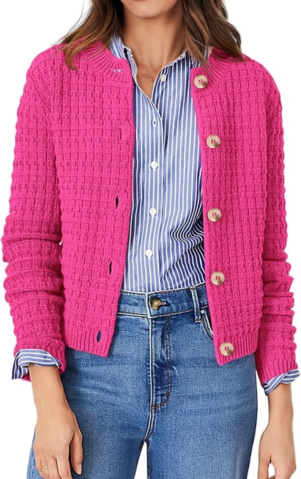 Womens Knit Cardigan Long Saonta Open Front Button Down Jacket