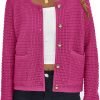 Womens Open Front Button Down Long Saonta Pockets Chunky Knit Cardigan Sweaters