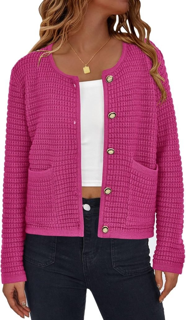 Womens Open Front Button Down Long Saonta Pockets Chunky Knit Cardigan Sweaters