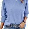 Women's 2024 Fashion Tops 3/4 Saonta T-Shirts Cute Crewneck Basic Business Tees Blouses