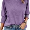 Women's 2024 Fashion Tops 3/4 Saonta T-Shirts Cute Crewneck Basic Business Tees Blouses