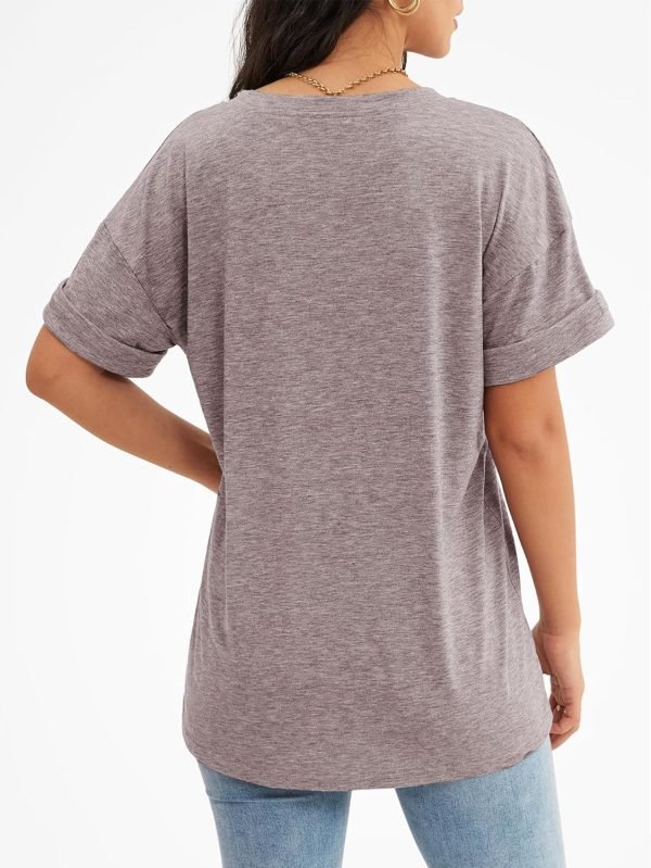 Womens T Shirts 2024 Short Saonta V-Neck Shirts Cute Fit Summer Casual Tee Tops S-XXL