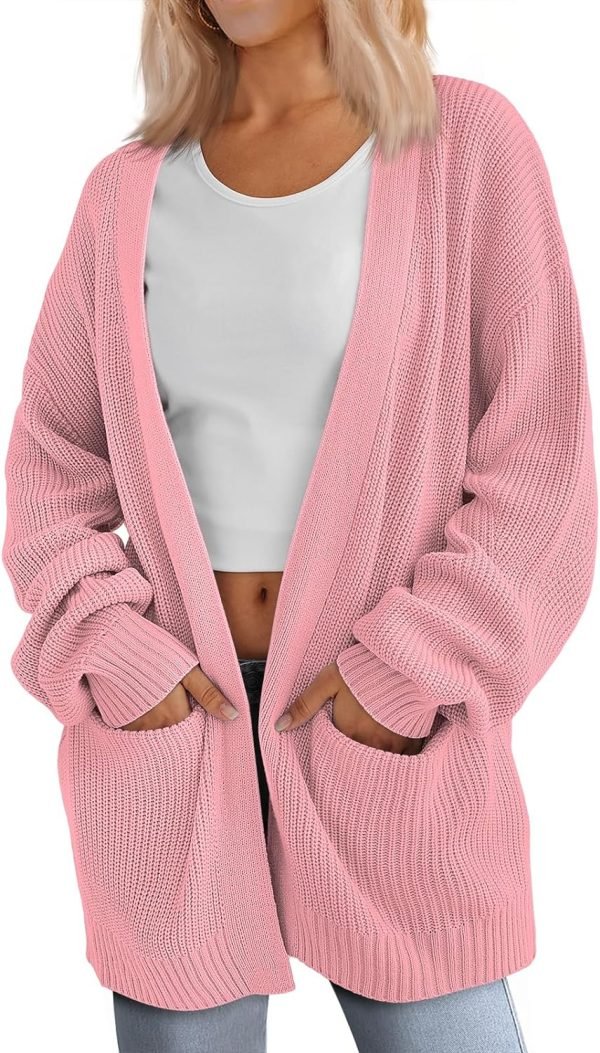 Womens Oversized Cardigans Soft Knit Cardigan Sweater with Pockets