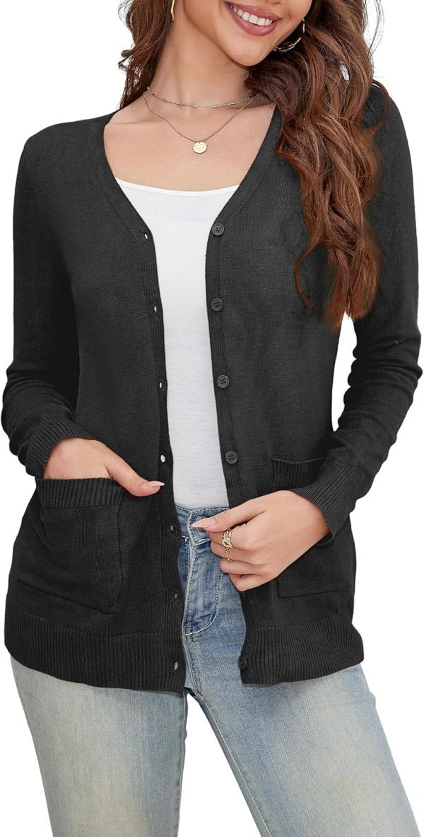 81QEDkrzpSL._AC_SL1500 Women's Button Down Crew Neck Long Saonta Soft Knit Cardigan Sweaters