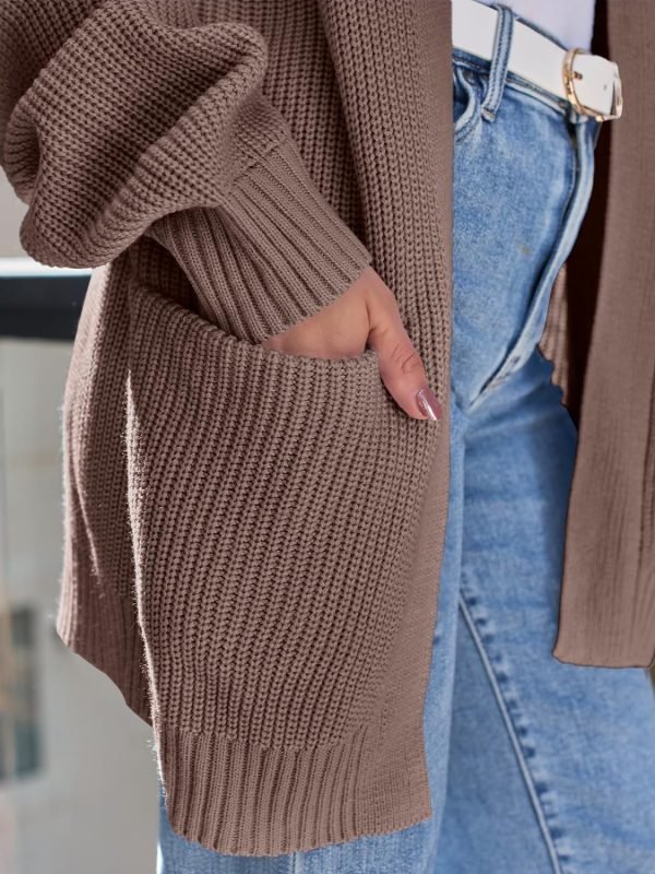 Womens Oversized Cardigans Soft Knit Cardigan Sweater with Pockets
