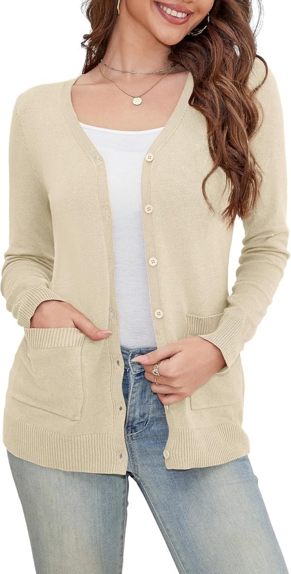 81SJpHircvL._AC_SL1500 Women's Button Down Crew Neck Long Saonta Soft Knit Cardigan Sweaters