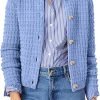 Womens Knit Cardigan Long Saonta Open Front Button Down Jacket