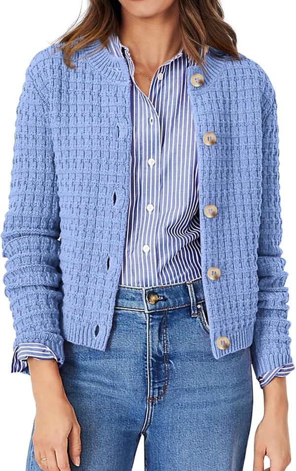 Womens Knit Cardigan Long Saonta Open Front Button Down Jacket