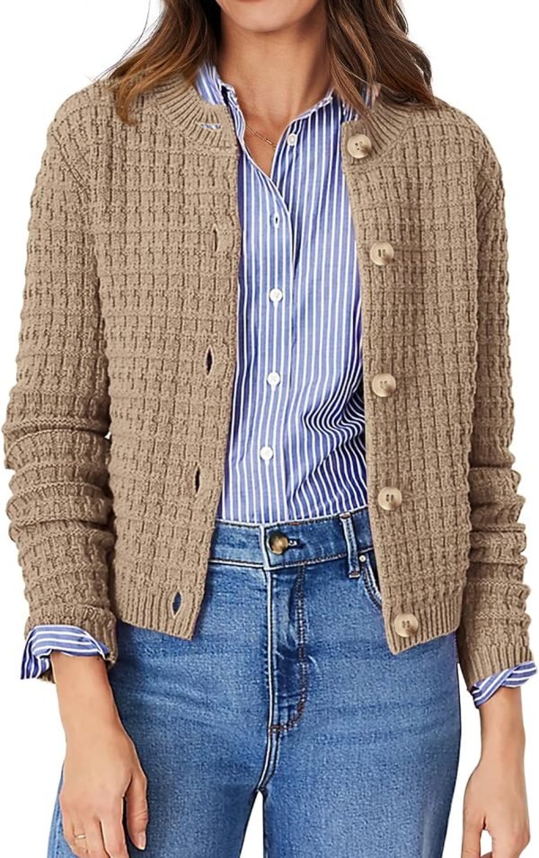 Womens Knit Cardigan Long Saonta Open Front Button Down Jacket