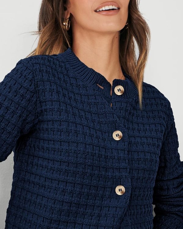 Womens Knit Cardigan Long Saonta Open Front Button Down Jacket